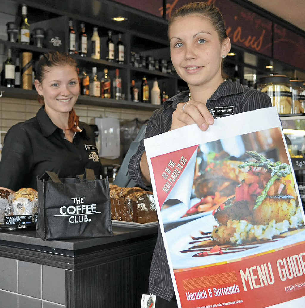 Nat McKay and Katey Jae Wells from the Coffee Club are keen to pick up their copy of the Menu Guide.